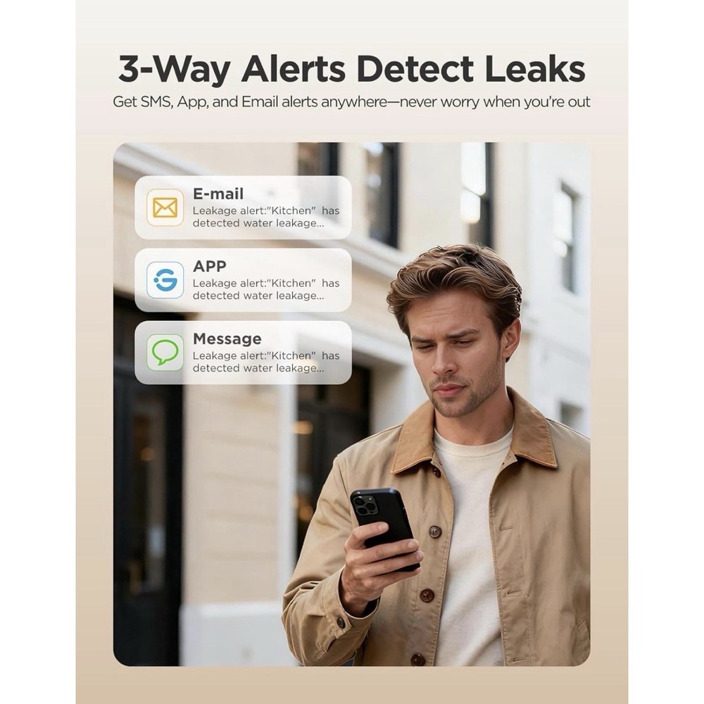 Goveelife Upgraded Smart Water Leak Detector 1S With 1804ft Ultra Long 2 Pack - Picture 7 of 12